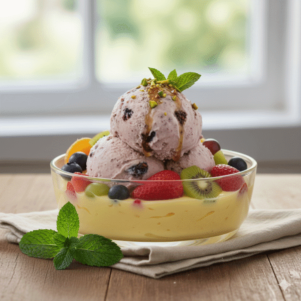 Fruit Custard & Icecream