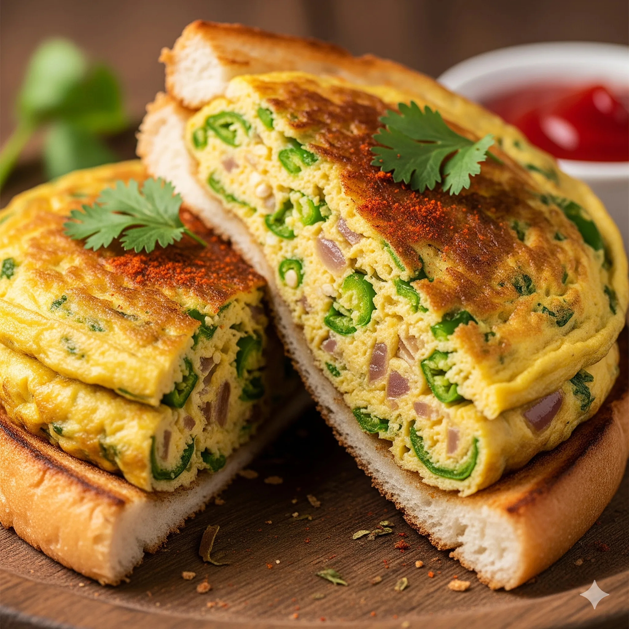 Bread Omlette with Panner